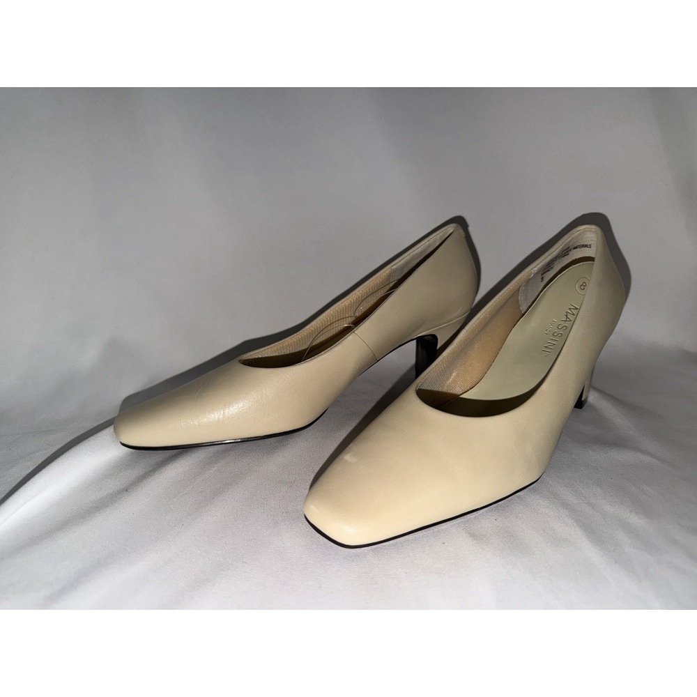 New Massini Shoes Mandy Size 8 Leather Upper Cream Tan Beige Business